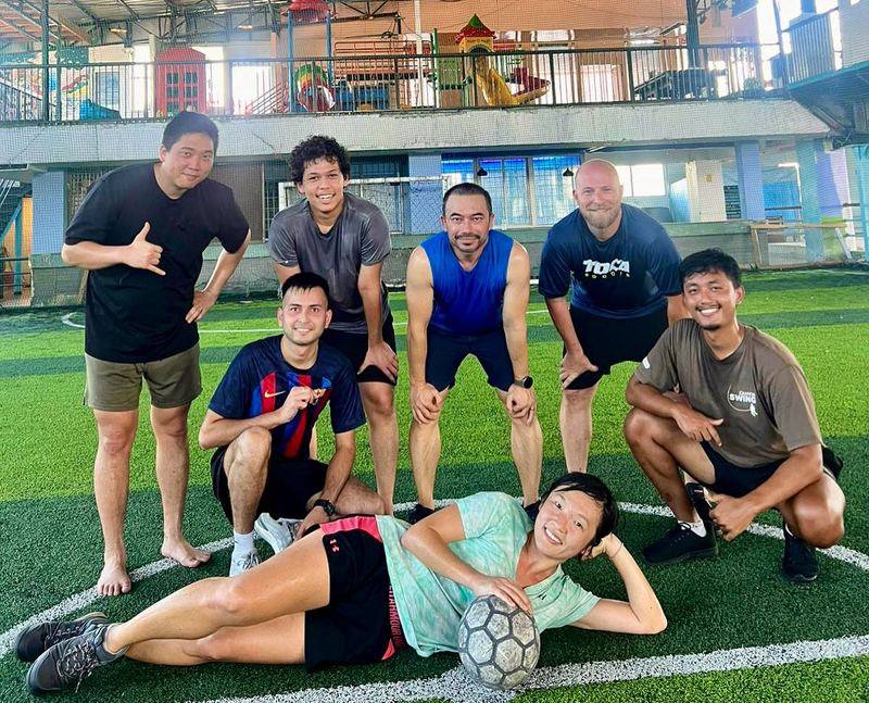 Guests after a game of football