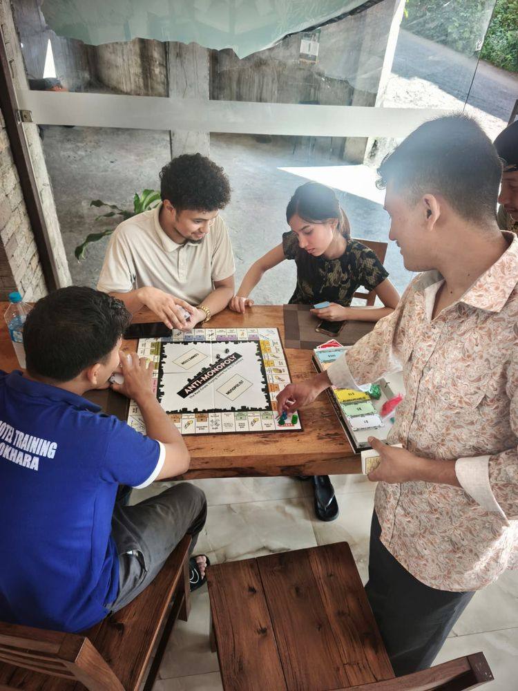 Guests playing a board game